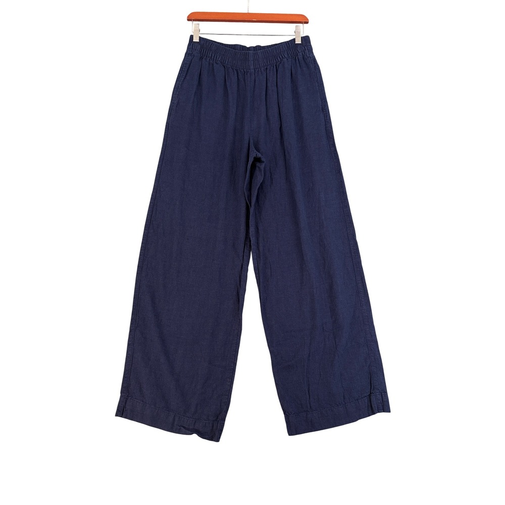 Old Navy High-Rise Super Wide Leg Linen Blend Pants Navy Blue Small Tall Coastal